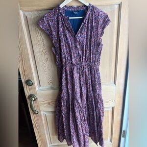 GAP Navy Dress Floral Dress 100% Cotton Size Medium